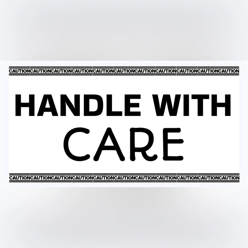 30 STICKERS - 2” x 1” - HANDLE WITH CARE
